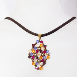 Pendant 65cm - Malvina Rhombus S-Chocolate Suedine - Pendant 65cm - Laiton bronze